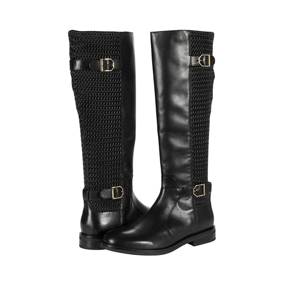 Elegant Black Over the Knee Boots with Buckle Detail